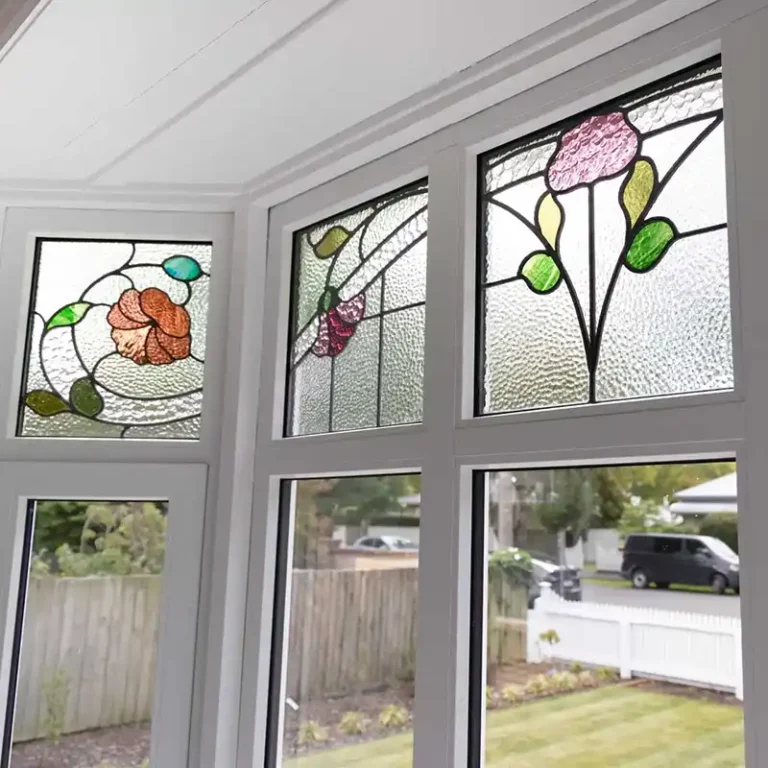 Stained glass leadlight window panels in renovated Christchurch villa