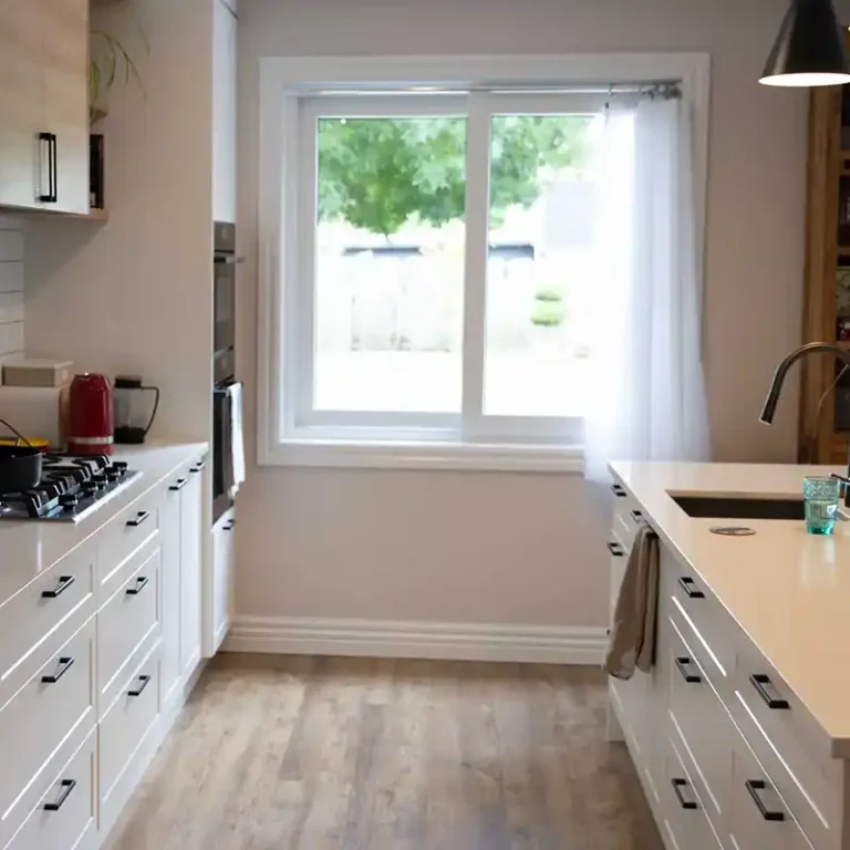 Kitchen window slider with natural light Christchurch renovation NK Windows